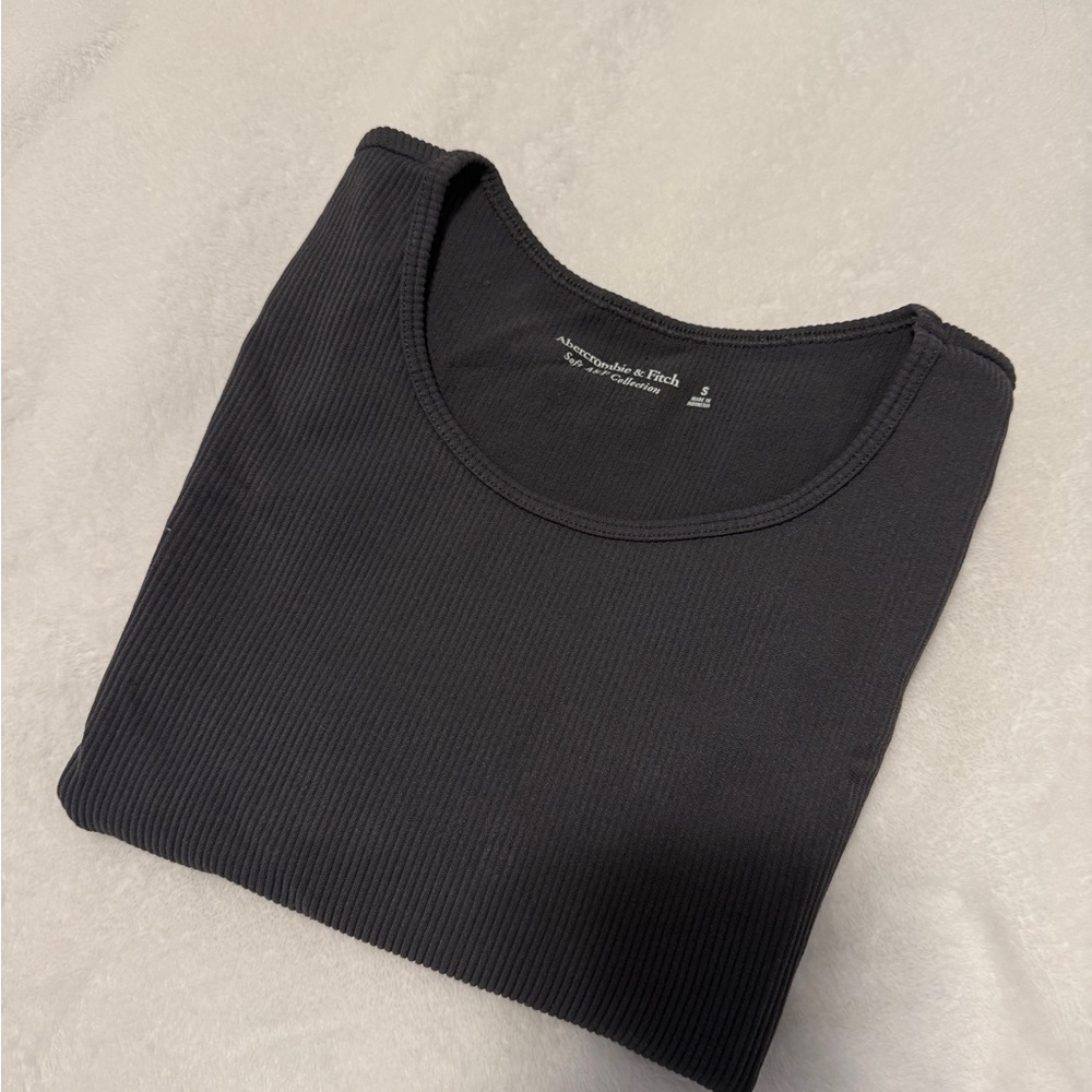 Abercrombie & Fitch Black Ribbed Scoop Tank